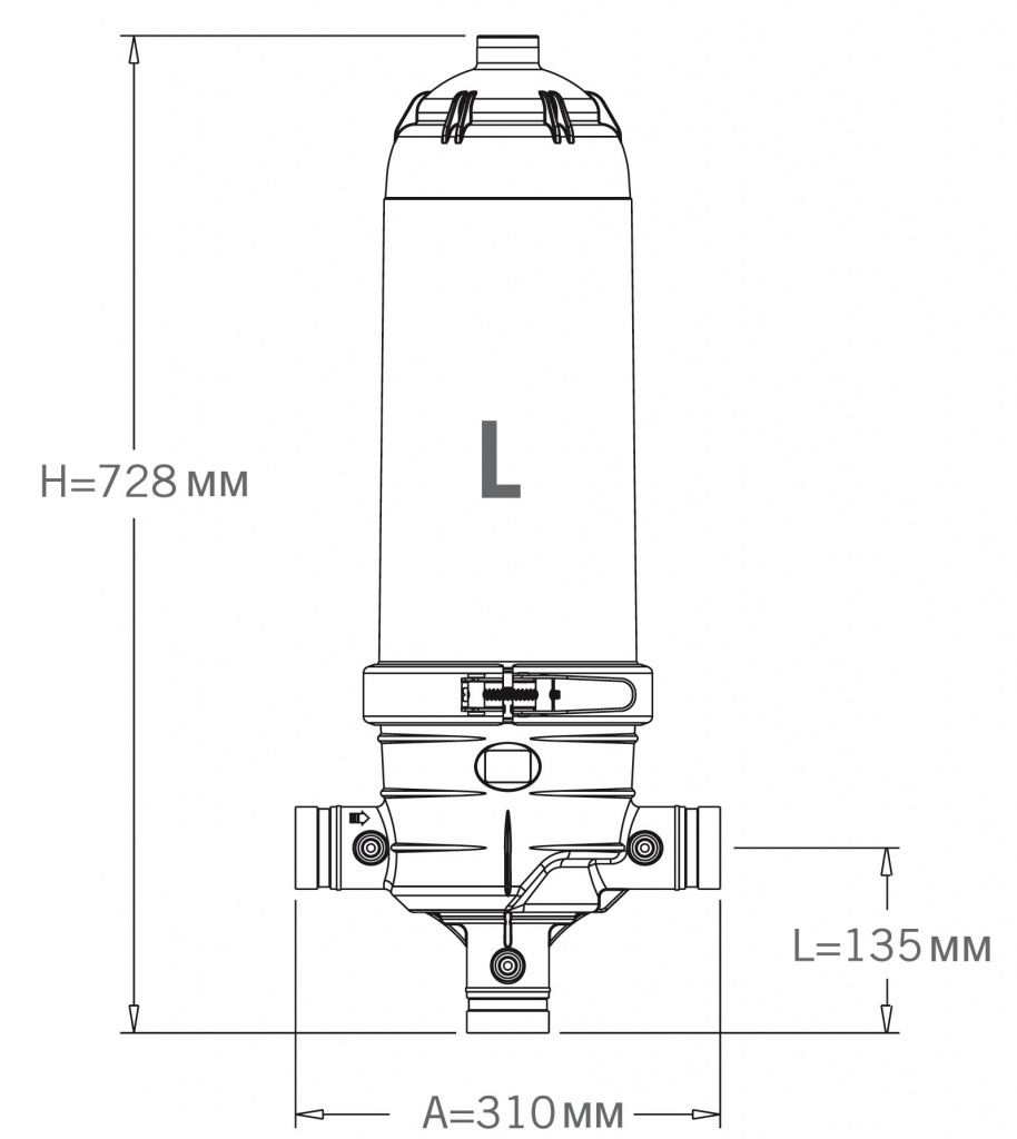 Фильтр дисковый Jimten DFH-2 Long: размеры
